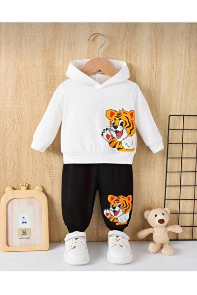 No Plan Хлопчачий комплект спортивного костюма з капюшоном і принтом милого т...