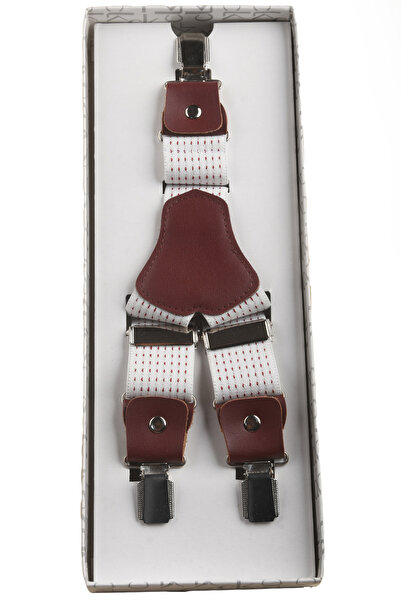 DeepSEA Unisex White Leather Stretchable Elastic Adjustable Metal Clip Trouser Hanger 2602025