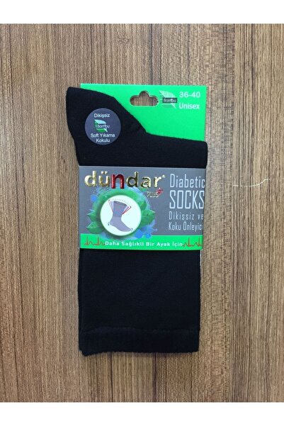 Dündar Unisex Black Bamboo 3-Piece Seamless Diabetic Socks