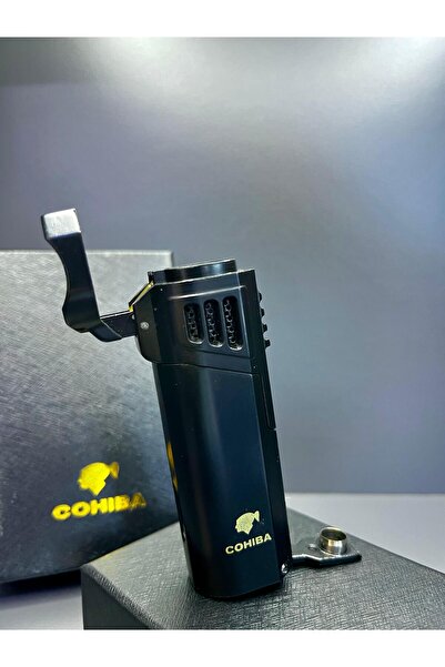 COHİBA 3 Torch Pürmüz Alevli Puro Sehpası ve Delicili Özel Üretim Profesyonel Çakmak