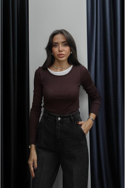 Havoş Brown Double Layered Blouse