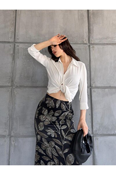 winmoda DESENLİ UZUN SATEN ETEK - SATEN ETEK - DESENLİ SATEN ETEK