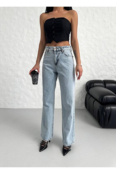 kleshus Çnr Miya Women's High Waist Denim Trousers Loose Jeans Stretch Fabric...