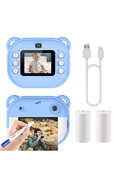 Generic كاميرا طباعة رقمية للأطفال - كاميرا طباعة فورية بعدسة مزدوجة، صور وفيديوهات عالية الدقة