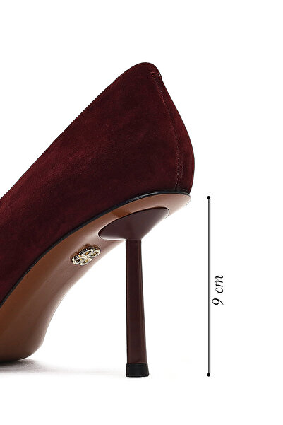 Derimod Kadın Bordo İnce Topuklu Süet Deri Stiletto 25AFD100610