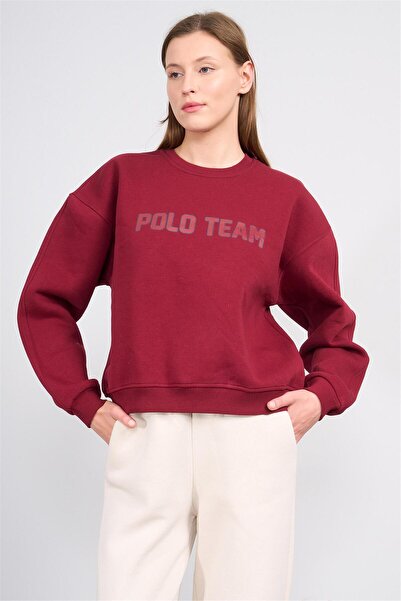 Çetinkaya Chester Pıolo 8515 Kadın Bisiklet YakaBaskılı Sweat Bordo