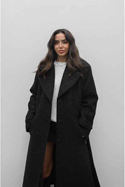 Havoş Black Livorno Wool Blend Belted Coat