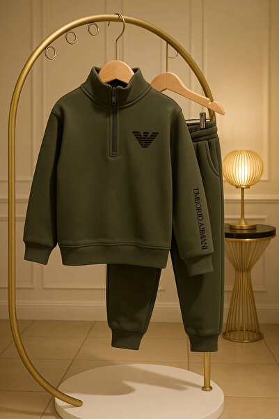 morpembej kadın erkek çocuk Armani Children's Khaki Tracksuit Set – Stylish, Comfortable, and High-Quality