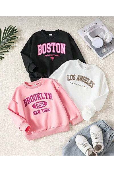 Topçu Sweatshirt 3lü Boston baskılı