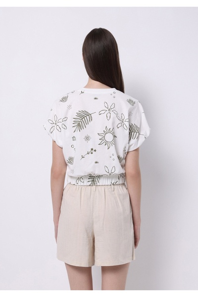 Colin's Регулярне облягання з круглим вирізом з принтом жіноча біла футболка з коротким рукавом