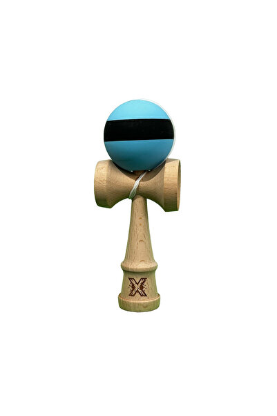 Berbis Kendama X Originala - Jucarie din Lemn, 18 cm, Model Dungi Albastru-Al...