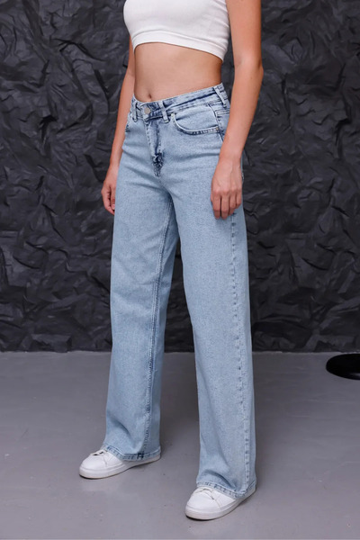 kleshus Çnr Miya Γυναικείο Φαρδύ Παντελόνι Λύκρα με Φαρδιά Μπατζάκια Τζιν Παν...