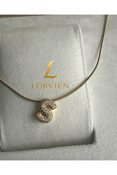 Lorvien Özel Gold Seri Harf Kolye S Harfi