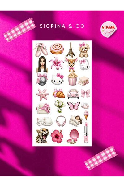 Siorina Co & Event Pink Sticker Pembe Etiket Bullet Journal için Uygun Set Aj...