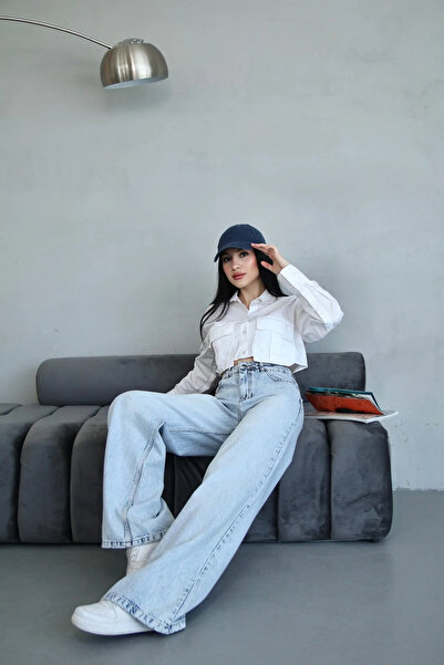 WODDİ جينز نسائي فضفاض من مورينا روز قماش قابل للتمدد 90's ذو قصة فضفاضة للغا...