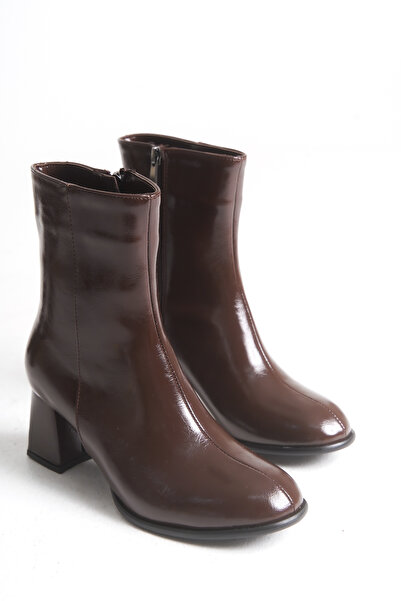 RİVONNA KADIN YANDAN FARMARLI 6CM KALIN TOPUKLU KADIIN BOT SİYAH KIRIŞIK RUGAN