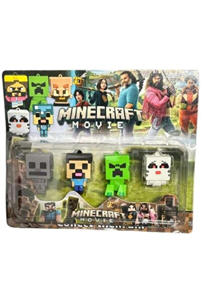 OEMN Set of 4 Minecraft Movie figures, 10 cm, various characters, multicolor