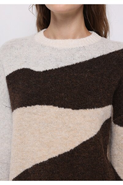 Colin's Regular Fit Yuvarlak Yaka Baskılı Kadın Çok Renkli Kazak