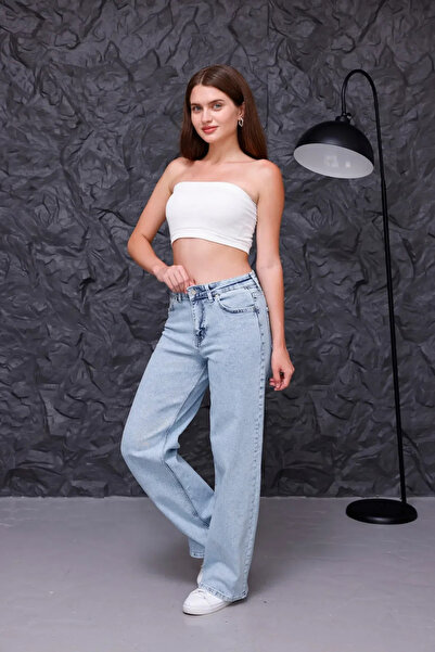 WODDİ جينز نسائي فضفاض من مورينا روز قماش قابل للتمدد 90's ذو قصة فضفاضة للغا...