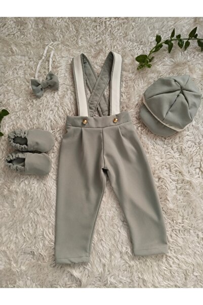 Genel Markalar Çağla yeşili Doğum Günü Konsept Salopet papyon şapka makosen t...