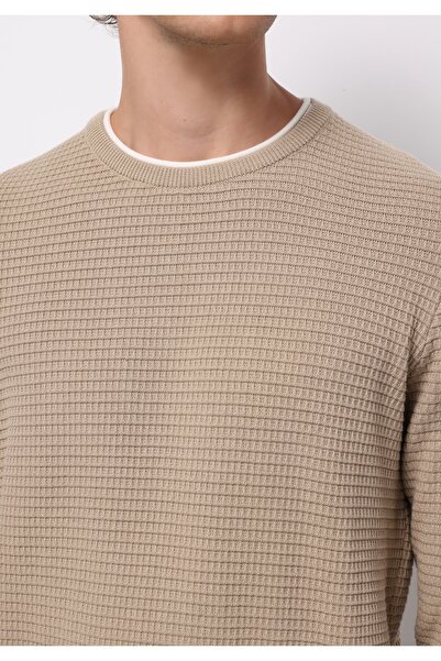 Colin's Pulover pentru bărbați, bej, cu gât rotund, cu croială normală