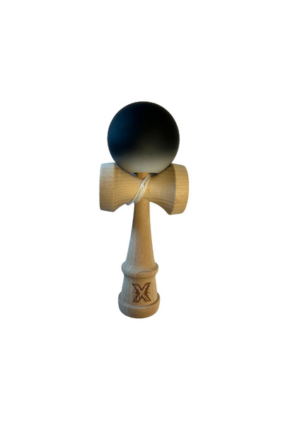 Berbis Kendama X Originala - Jucarie din Lemn, 18 cm, Model Alb-Negru in Degrade