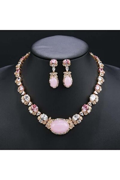 Generic مجموعة قلادات مرصعة بأحجار الزركون على شكل زهرة