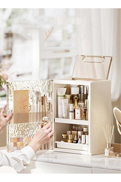 Haixin Modern Makeup Storage Organizer Box with Drawer - Waterproof Dustproof Display Cabinet