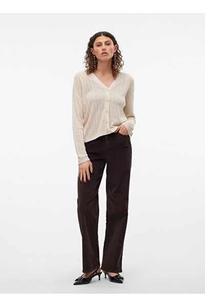 Vero Moda Yüksek Bel Standart Koyu Kahve Kadın Pantolon VMTESSA HR WIDE CORDUROY PANTS GA N