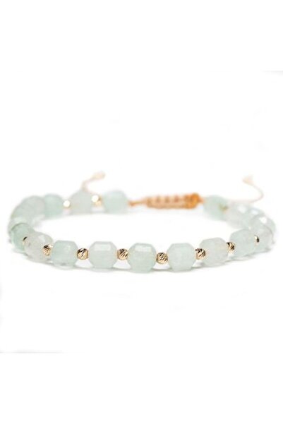 MANAVA Bracelet with 20 14k Gold balls and semi-precious quartz stones, adjustable