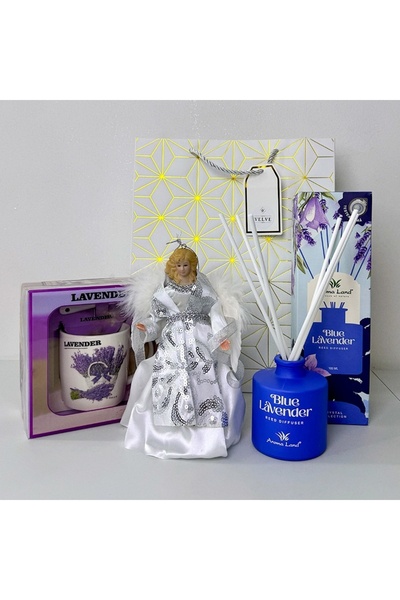 velve Συσκευασία Lavender Angel, κεραμική κούπα, πιατάκι και κουτάλι, διαχύτη...