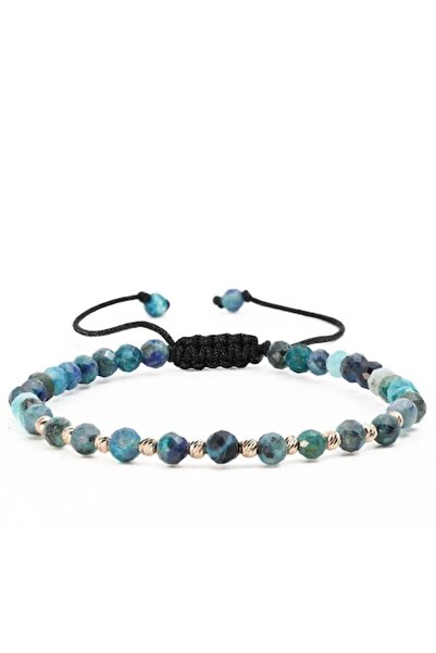 MANAVA Bracelet with 10 14k Gold balls and faceted chrysocolla spheres