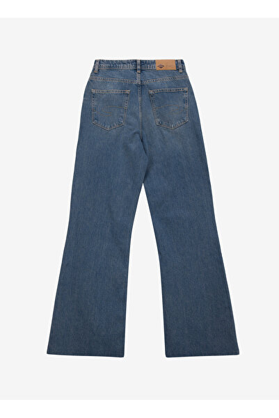 Lee Cooper High Waist Wide Leg Regular Blue - Green Women's Denim Pants 261 Lcf 121009 Sandy Ramon