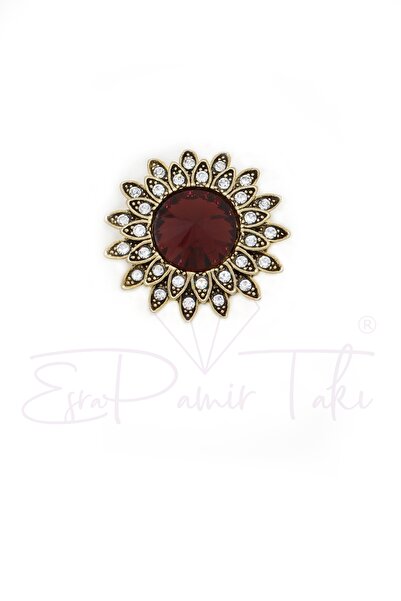 Esra Pamir Koyu Yeşil Taşlı Düğme Süsü Broş