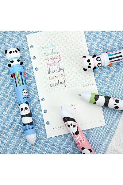 Generic Multi-colored fountain pen (10 colors) decorated with characters. 3 pieces