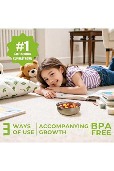 COOYA 1 Pack Stainless Steel Toddler Suction Bowls for Baby Plates, 2-in-1 SUS304 Toddlers Bowl Removable