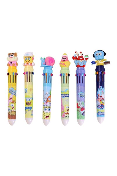 Generic Multi-colored fountain pen (10 colors) decorated with characters. 3 pieces