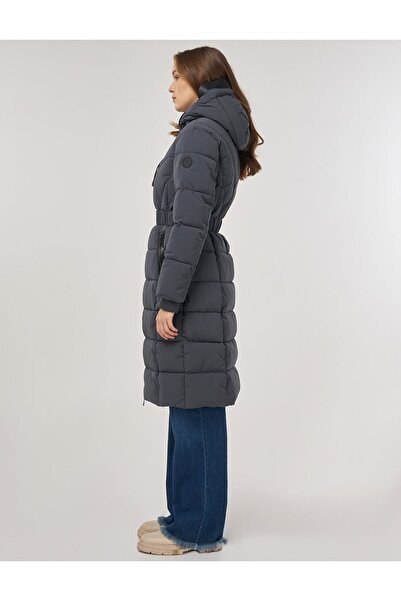 Kayra Hooded Detailed Anorak Coat Anthracite