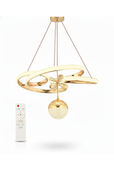 RSCOLLECTIONS Florya Tek Top Sarkıt 3 Renk Led Avize Kumandalı Gold