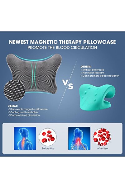 COOYA Neck and Shoulder Relaxer w/Magnetic Therapy Pillowcase, Neck Stretcher Chiropractic Pillows