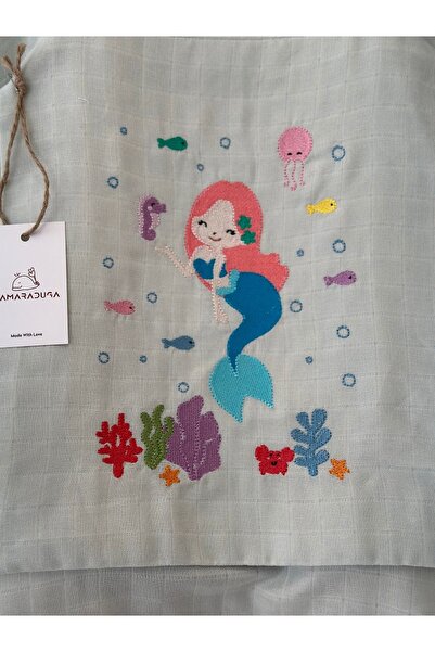 MAMARADUGA Single Stroller Cover Single Layer Muslin Embroidered Mermaid (Special Production)