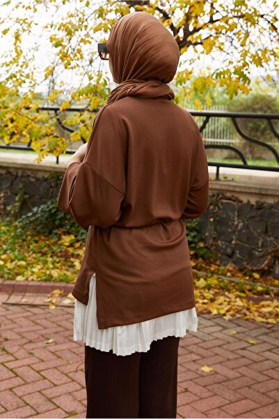 TRENDTESETTÜR Women's Brown Waist-Tie Tunic t 84112