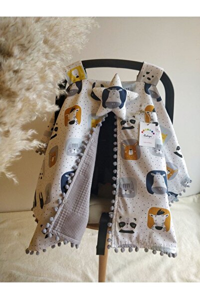 MAMARADUGA Double-Sided Stroller Cover+Stroller Cushion+Blanket Safari Pattern