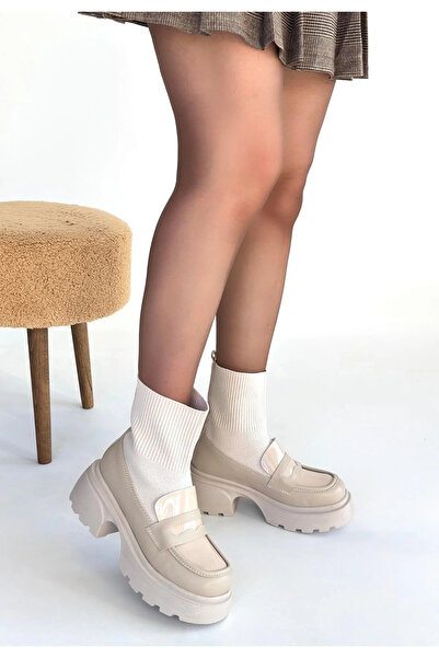 ahsun Μπότες Stretch από δέρμα Wanye Beige