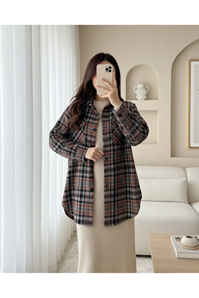 MissRunin Kapaklı Cepli Tüvit Gömlek