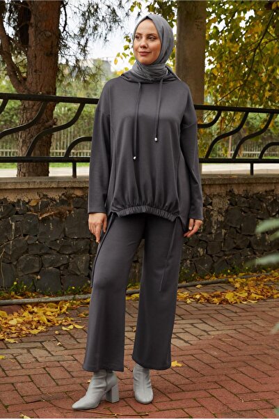 TRENDTESETTÜR Women's Gray (Anthracite) Pants Ka Hooded Akim t 5666