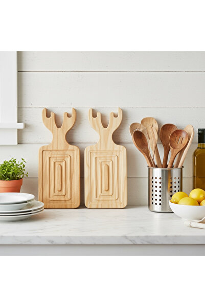 Rembox Wooden Presentation Tray with Deer Figure – Heat-Resistant Natural Pine Serving Board (31 cm × 12 cm)