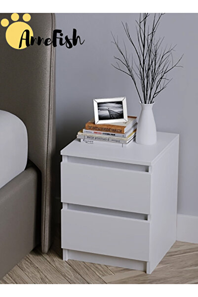 AnneFish 40*40*55cm NightStand for Bedroom Rustic Side Table Simple Bedside End Table with 2 Storage Drawers