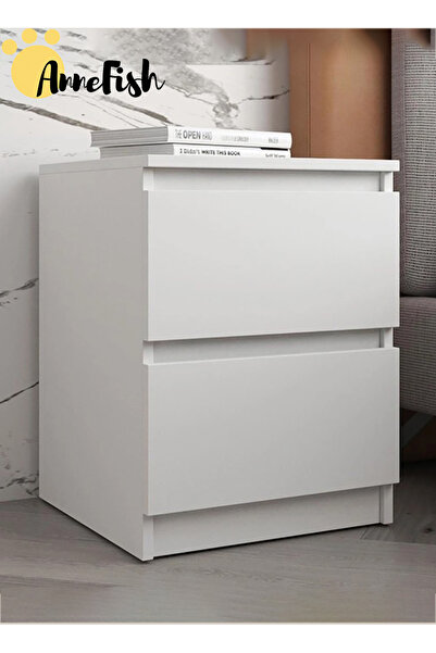 AnneFish 40*40*55cm NightStand for Bedroom Rustic Side Table Simple Bedside End Table with 2 Storage Drawers