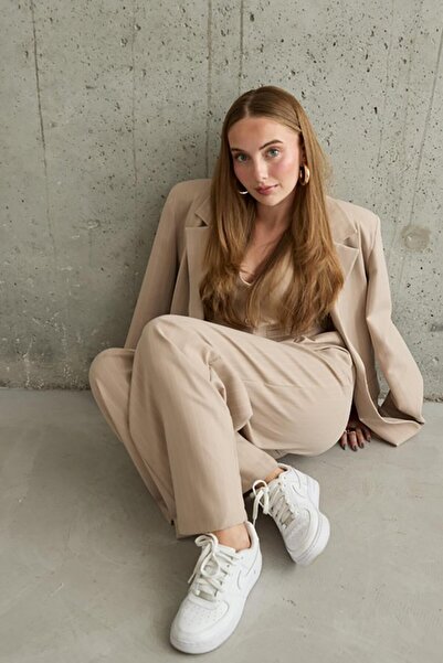 Moderie Butik Beige Striped Jacket - Vest and Pants Set